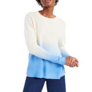 Charter Club Cashmere Dip Dye Long-Sleeve Crewneck Sweater XL NWT
